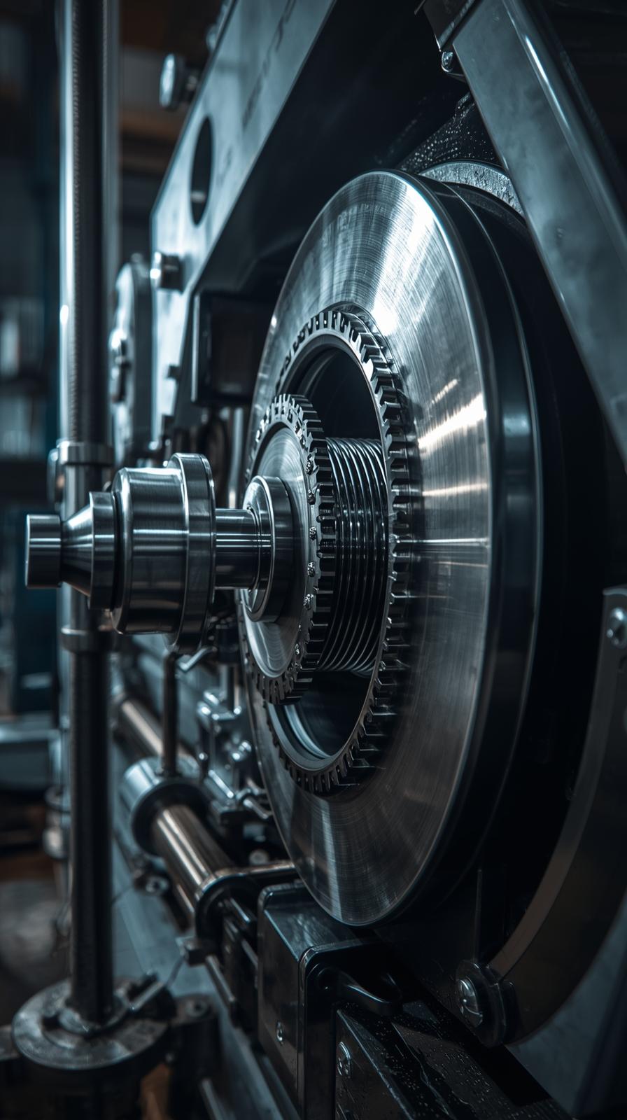 a factory machine with steel aluminum components size 380 by 520 pixels